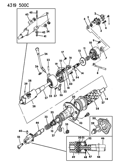 1984 Dodge Ram Wagon Column, Steering, Non-Tilt Upper & Lower Diagram