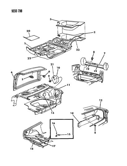 1989 Chrysler LeBaron GTC Carpet & Silencers Diagram