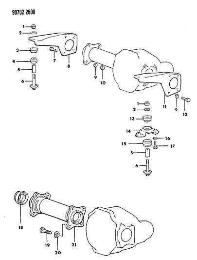 1990 Dodge Ram 50 Mounts & Axle Housing, Front Differential Diagram