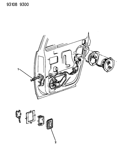 1993 Chrysler LeBaron Sedan Wiring & Switches - Rear Door Diagram