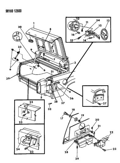 1990 Dodge Dynasty Latch Deck Lid Elect Diagram for 4378277