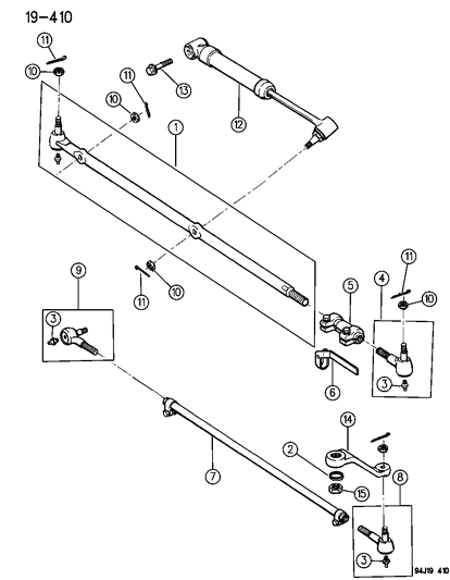 1995 Jeep Wrangler Linkage & Damper Diagram