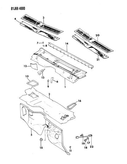 1986 Jeep Comanche Panel-COWL Top COWL Air Chamber Diagram for 57001647
