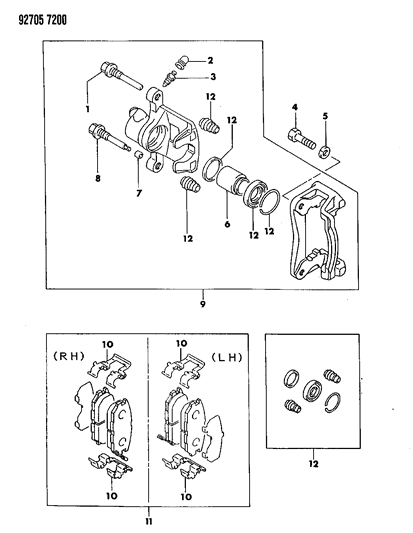 1993 Dodge Stealth Brake, Rear Diagram 2