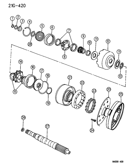 1996 Dodge Ram 1500 Gear Train & Intermediate Shaft Diagram 1