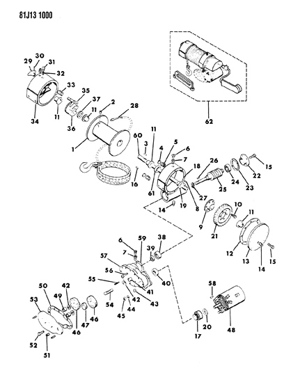 1984 Jeep J10 Winch Motor & Drum Diagram 2