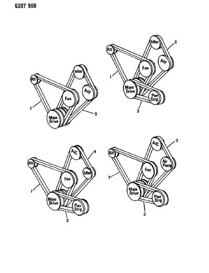 1987 Dodge W150 Drive Belts Diagram 1