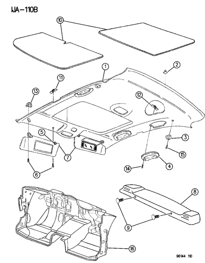 1996 Chrysler Cirrus WELT Assembly-SUNROOF Opening Diagram for JX62RC1