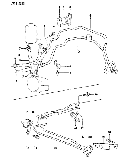 1987 Chrysler Conquest Hose & Attaching Parts - Power Steering Diagram