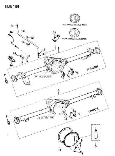 1984 Jeep Cherokee Axle Housing, Rear Diagram