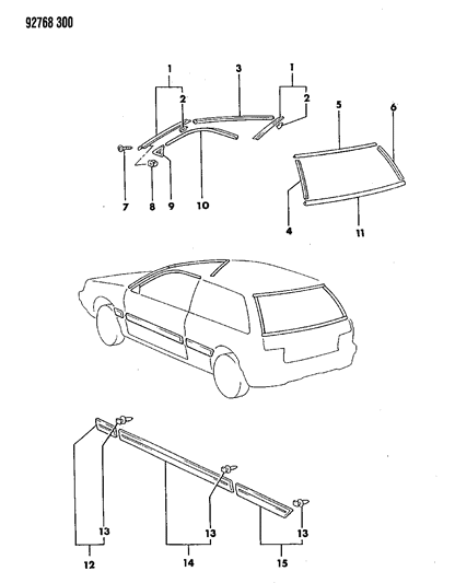 1992 Dodge Colt Mouldings Diagram 1