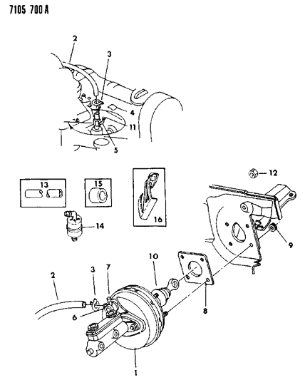 1987 Dodge Charger Booster, Power Brake Diagram