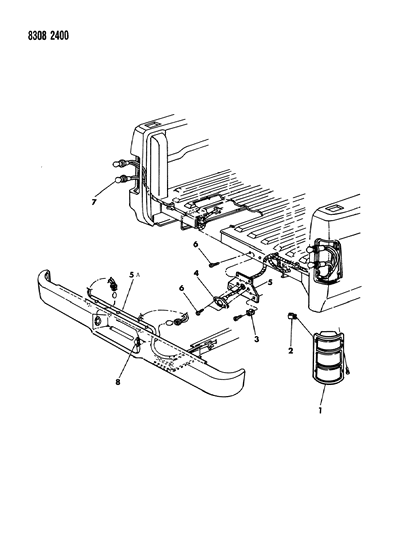 1989 Dodge Dakota Lamps, Tail,Stop,Turn,B/Up,Side Mark,W/S.E. Package Diagram for 4357509
