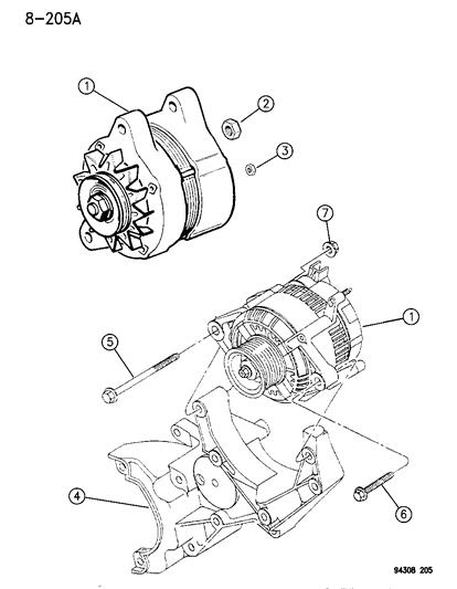 1995 Dodge Ram 1500 ALTERNATOR Engine Diagram for 53008647