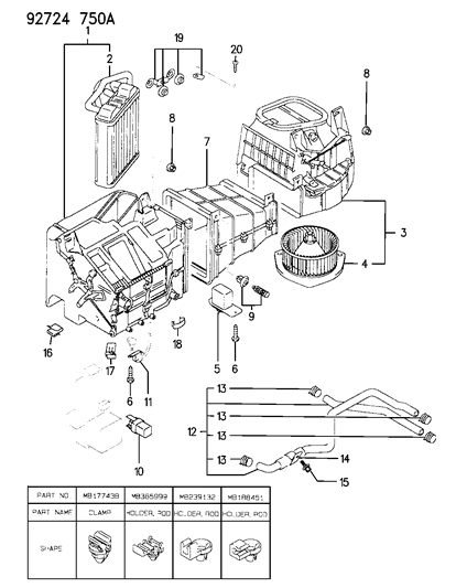 1994 Dodge Colt Core Heater Diagram for MB939999