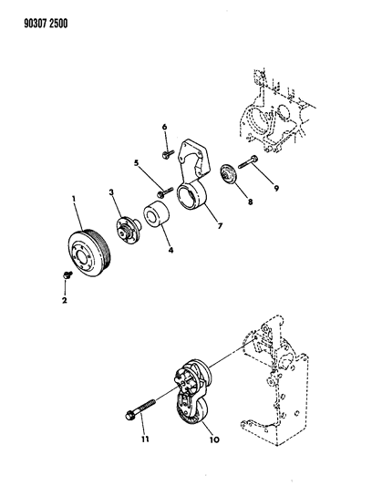 1990 Dodge D250 Drive Pulleys Diagram 2