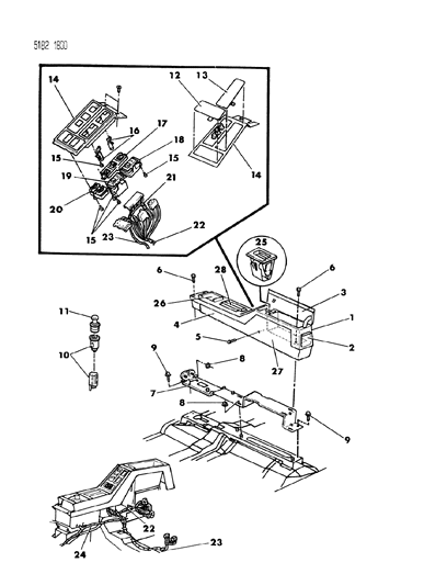 1985 Dodge Daytona Console, Center Diagram