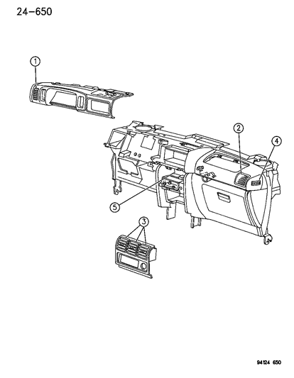 1994 Chrysler Town & Country Air Distribution Ducts - Outlets - Louver Diagram