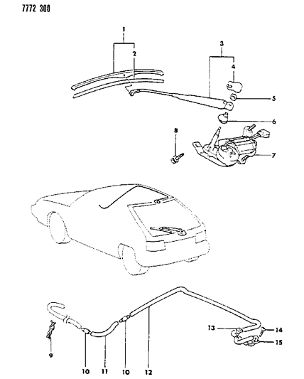 1987 Dodge Colt Liftgate Wiper & Washer Diagram