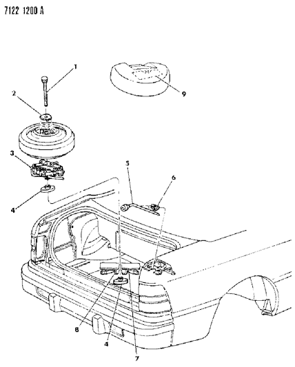 1987 Chrysler LeBaron Premium Jack & Spare Tire Stowage Diagram