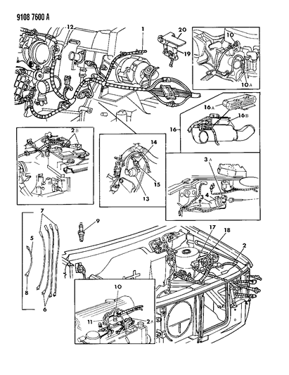 1989 Dodge Lancer Wiring - Engine - Front End & Related Parts Diagram