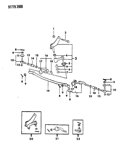 1991 Dodge Ram 50 Linkage, Steering Diagram 1