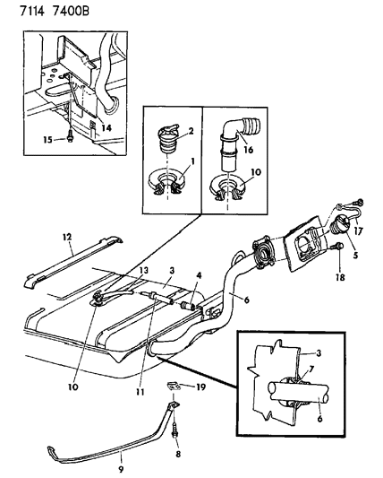 1987 Dodge Caravan Fuel Tank & Fuel Filler Diagram