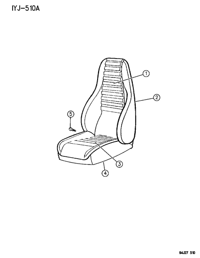 1995 Jeep Wrangler Seat Assemblies, Seat Covers And Seat Tracks Front Seat Diagram 2