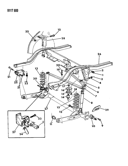 1989 Chrysler LeBaron GTS Suspension - Rear Diagram