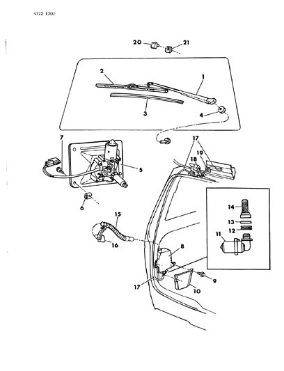 1984 Dodge Caravan Liftgate Wiper & Washer Diagram