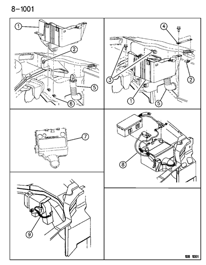 1996 Dodge Neon Battery Trays & Cables Diagram