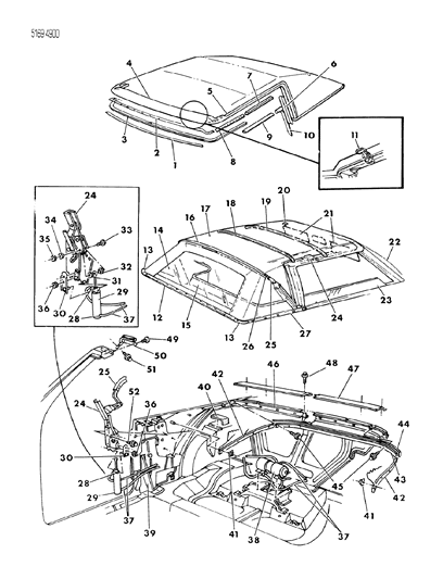 1985 Chrysler LeBaron Convertible Folding Top Diagram