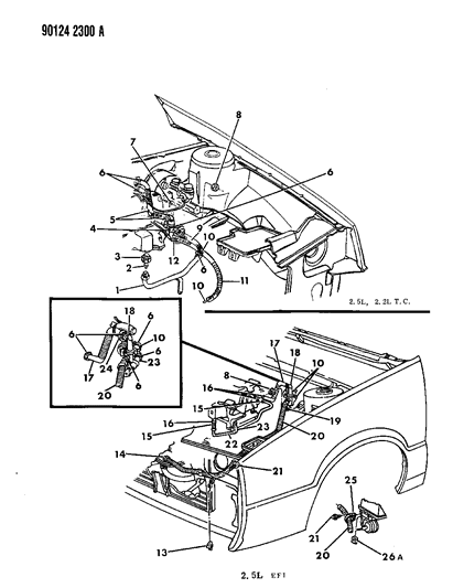 1990 Chrysler LeBaron GTC Plumbing - A/C & Heater Diagram 2
