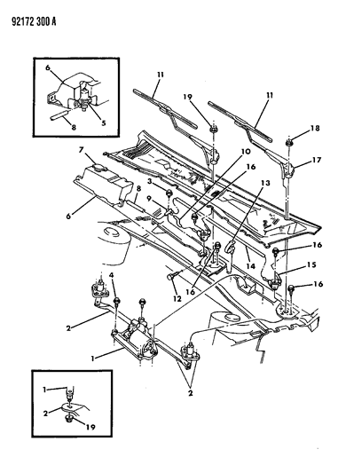 1992 Dodge Spirit Windshield Wiper & Washer System Diagram