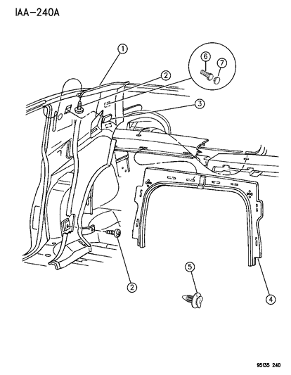 1995 Dodge Spirit Panel Quarter Trim Diagram