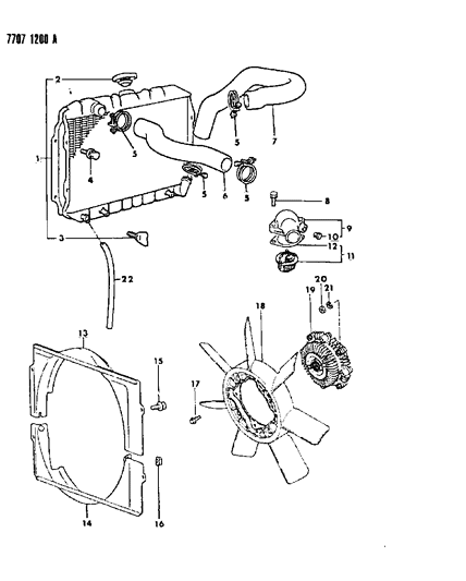 1988 Dodge Raider Radiator & Related Parts Diagram