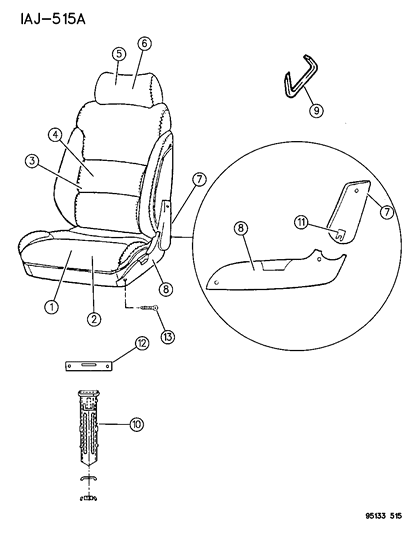 1995 Chrysler LeBaron Front Seat Diagram 2