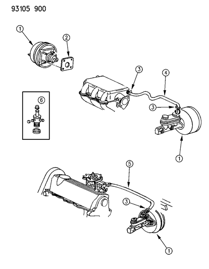 1993 Chrysler New Yorker Booster, Power Brake Diagram