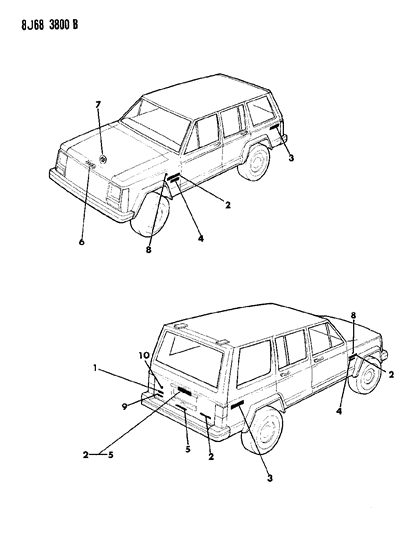 1988 Jeep Wagoneer Nameplates Diagram 3