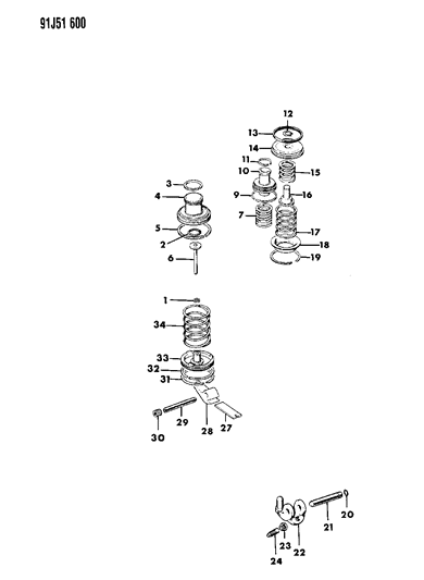 1992 Jeep Wrangler Servos - Accumulator Piston & Spring Diagram