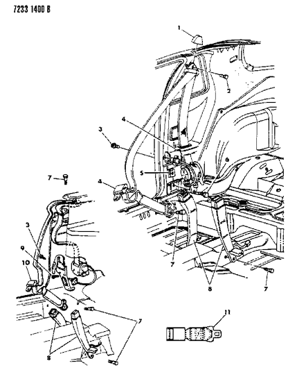 1987 Chrysler LeBaron Belt - Front Seat Diagram 1