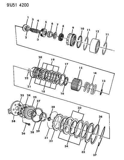 1993 Jeep Grand Cherokee Clutch, Overdrive With Gear Train Diagram 2