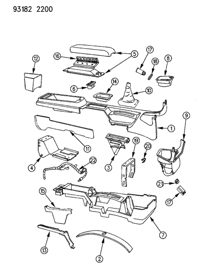 1993 Dodge Daytona Console, Center Diagram