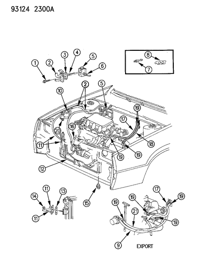 1993 Chrysler LeBaron Sedan Plumbing - A/C & Heater Diagram 3