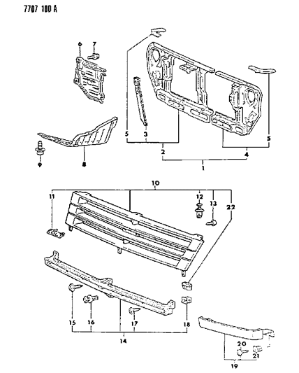 1987 Dodge Colt Grille & Related Parts Diagram