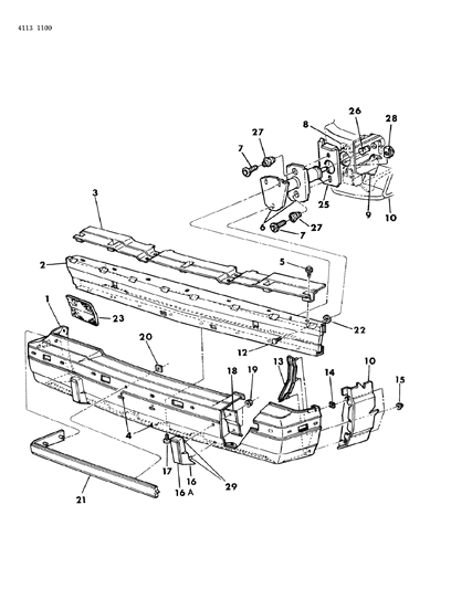 1984 Dodge 600 Bumper, Front Diagram