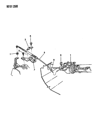 1990 Dodge Grand Caravan Controls, Gearshift, Column Shaft Diagram