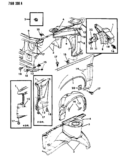 1987 Dodge Charger Fender & Shield Diagram