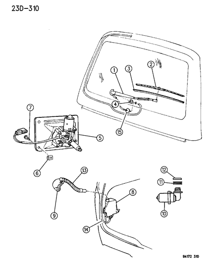 1995 Chrysler Town & Country Rear Wiper & Washer Diagram