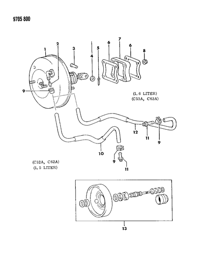 1989 Dodge Colt Booster, Power Brake Diagram